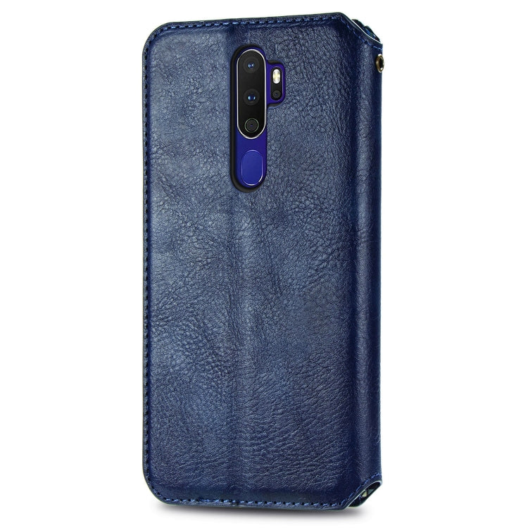 For OPPO A5 (2020) / A9 (2020) Cubic Grid Pressed Horizontal Flip Magnetic PU Leather Case with Holder & Card Slots & Wallet
