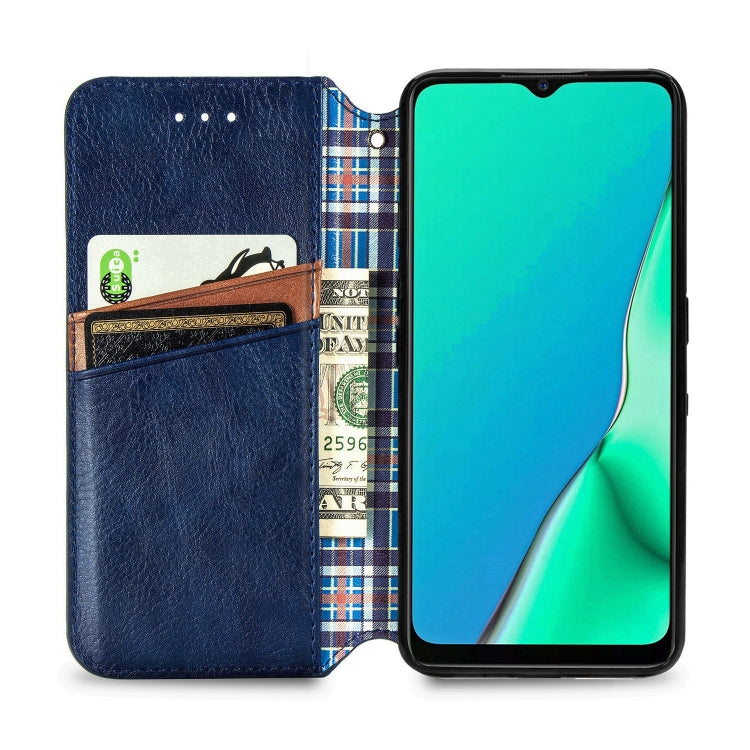 For OPPO A5 (2020) / A9 (2020) Cubic Grid Pressed Horizontal Flip Magnetic PU Leather Case with Holder & Card Slots & Wallet
