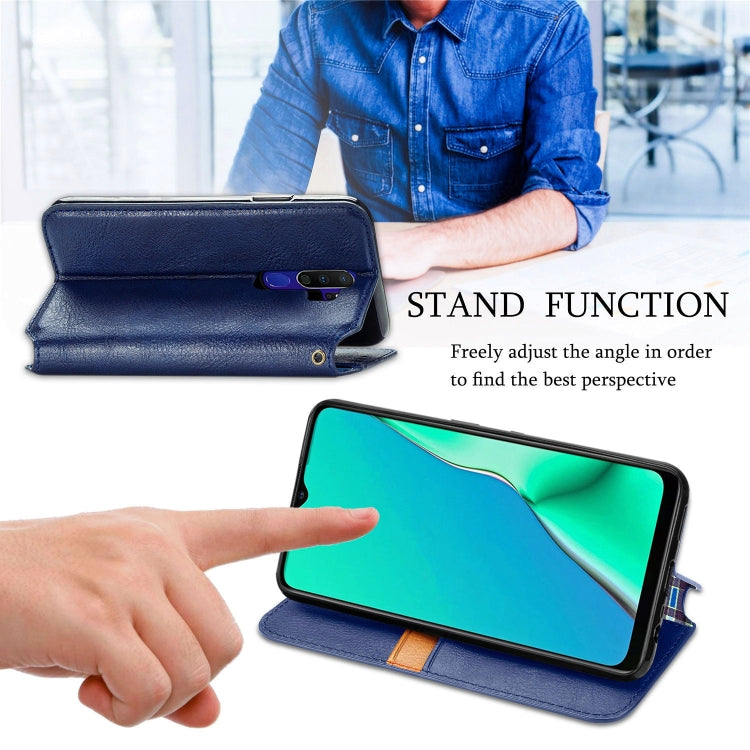 For OPPO A5 (2020) / A9 (2020) Cubic Grid Pressed Horizontal Flip Magnetic PU Leather Case with Holder & Card Slots & Wallet