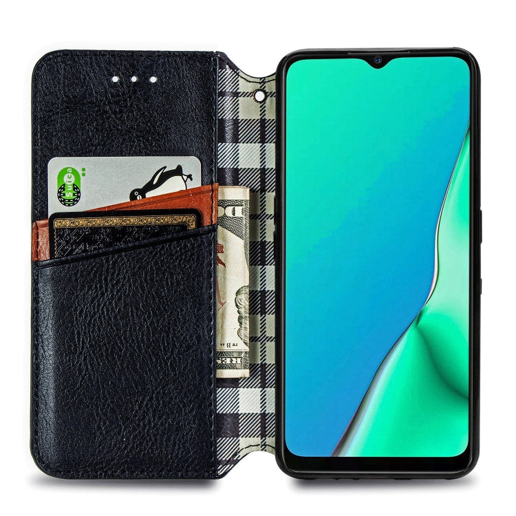 For OPPO A5 (2020) / A9 (2020) Cubic Grid Pressed Horizontal Flip Magnetic PU Leather Case with Holder & Card Slots & Wallet