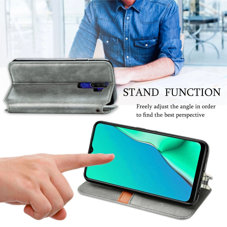 For OPPO A5 (2020) / A9 (2020) Cubic Grid Pressed Horizontal Flip Magnetic PU Leather Case with Holder & Card Slots & Wallet