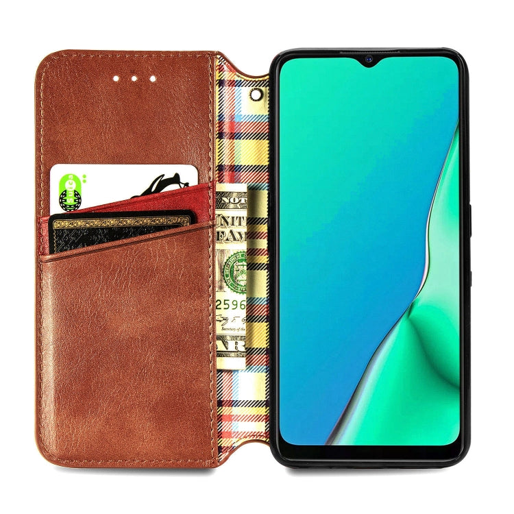 For OPPO A5 (2020) / A9 (2020) Cubic Grid Pressed Horizontal Flip Magnetic PU Leather Case with Holder & Card Slots & Wallet