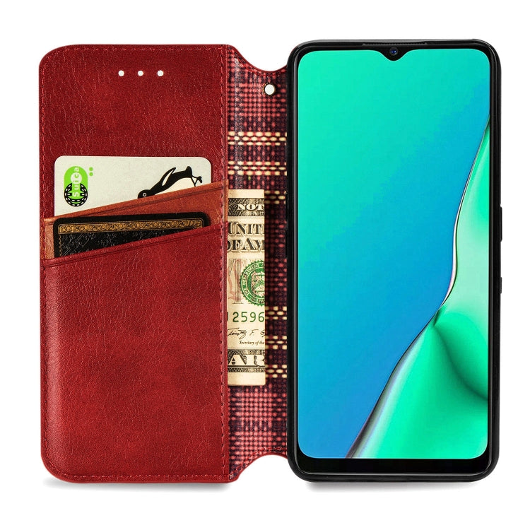 For OPPO A5 (2020) / A9 (2020) Cubic Grid Pressed Horizontal Flip Magnetic PU Leather Case with Holder & Card Slots & Wallet