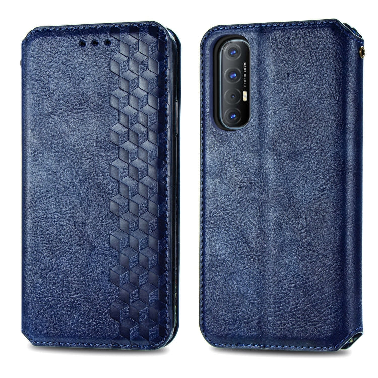 For OPPO Reno3 Pro Cubic Grid Pressed Horizontal Flip Magnetic PU Leather Case with Holder & Card Slots & Wallet