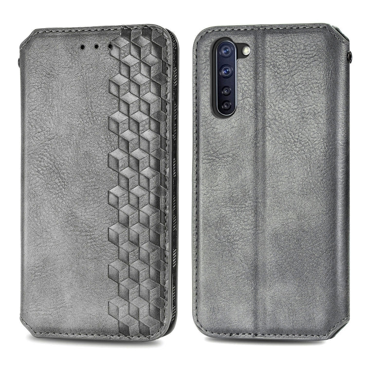 For OPPO Reno 3A Cubic Grid Pressed Horizontal Flip Magnetic PU Leather Case with Holder & Card Slots & Wallet