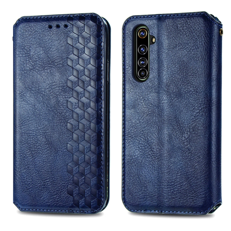 For OPPO Realme X50 Pro 5G Cubic Grid Pressed Horizontal Flip Magnetic PU Leather Case with Holder & Card Slots & Wallet