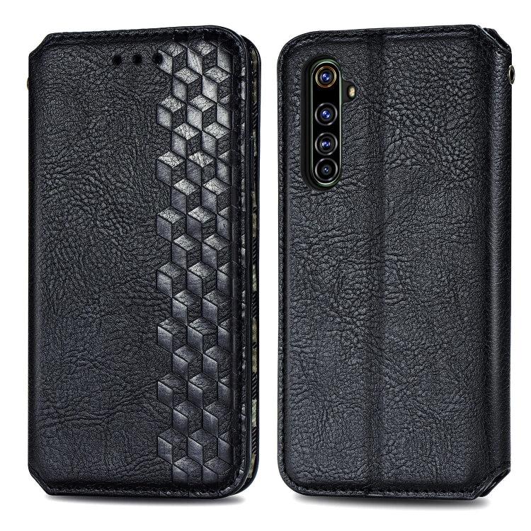 For OPPO Realme X50 Pro 5G Cubic Grid Pressed Horizontal Flip Magnetic PU Leather Case with Holder & Card Slots & Wallet