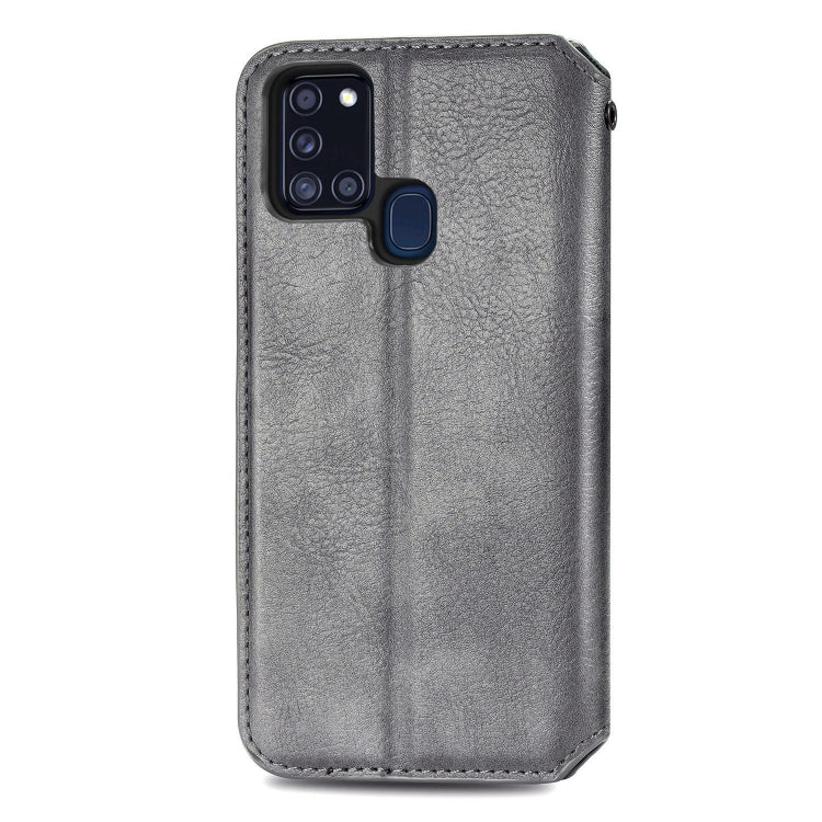 For Samsung Galaxy A21s Cubic Grid Pressed Horizontal Flip Magnetic PU Leather Case with Holder & Card Slots & Wallet