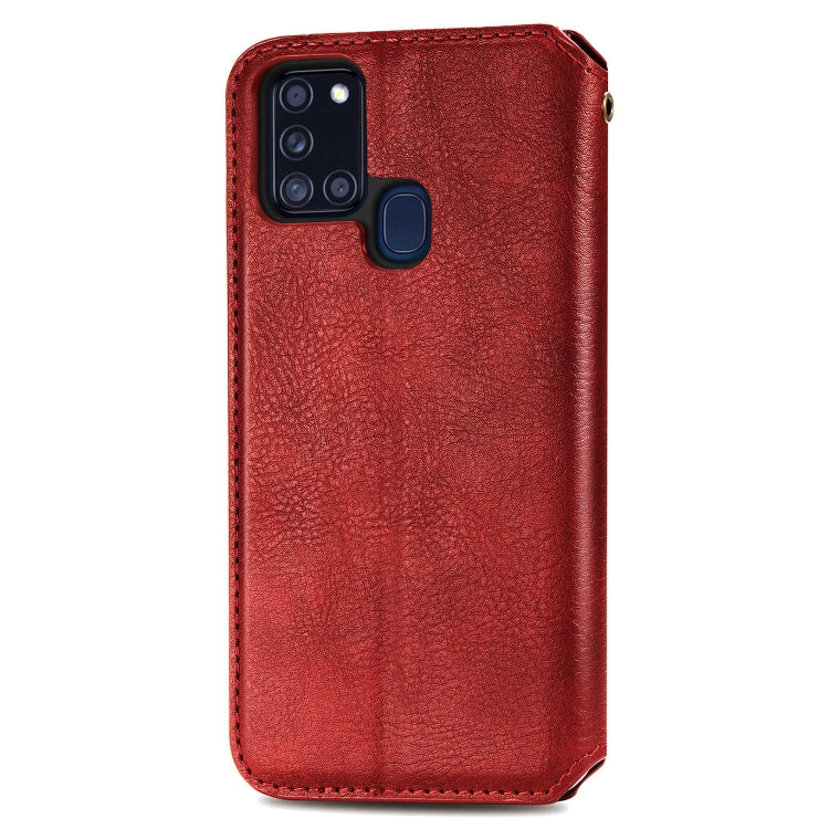 For Samsung Galaxy A21s Cubic Grid Pressed Horizontal Flip Magnetic PU Leather Case with Holder & Card Slots & Wallet