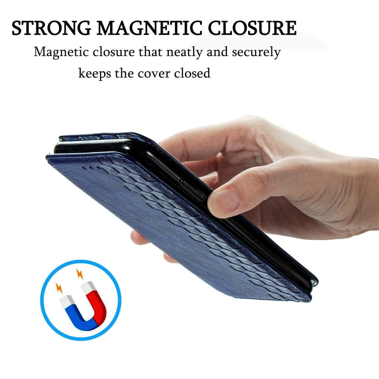 For Samsung Galaxy A31 Cubic Grid Pressed Horizontal Flip Magnetic PU Leather Case with Holder & Card Slots & Wallet