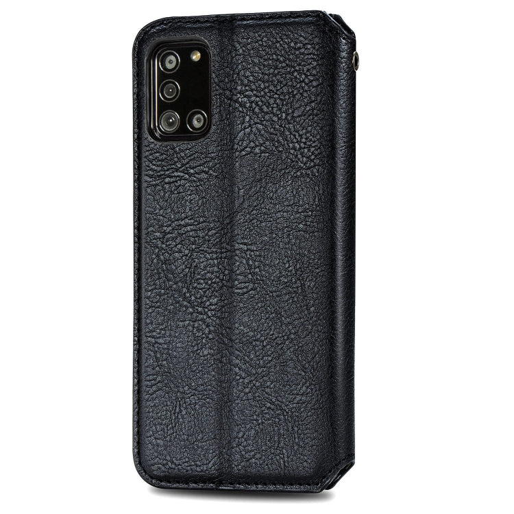 For Samsung Galaxy A31 Cubic Grid Pressed Horizontal Flip Magnetic PU Leather Case with Holder & Card Slots & Wallet