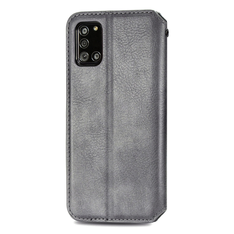 For Samsung Galaxy A31 Cubic Grid Pressed Horizontal Flip Magnetic PU Leather Case with Holder & Card Slots & Wallet