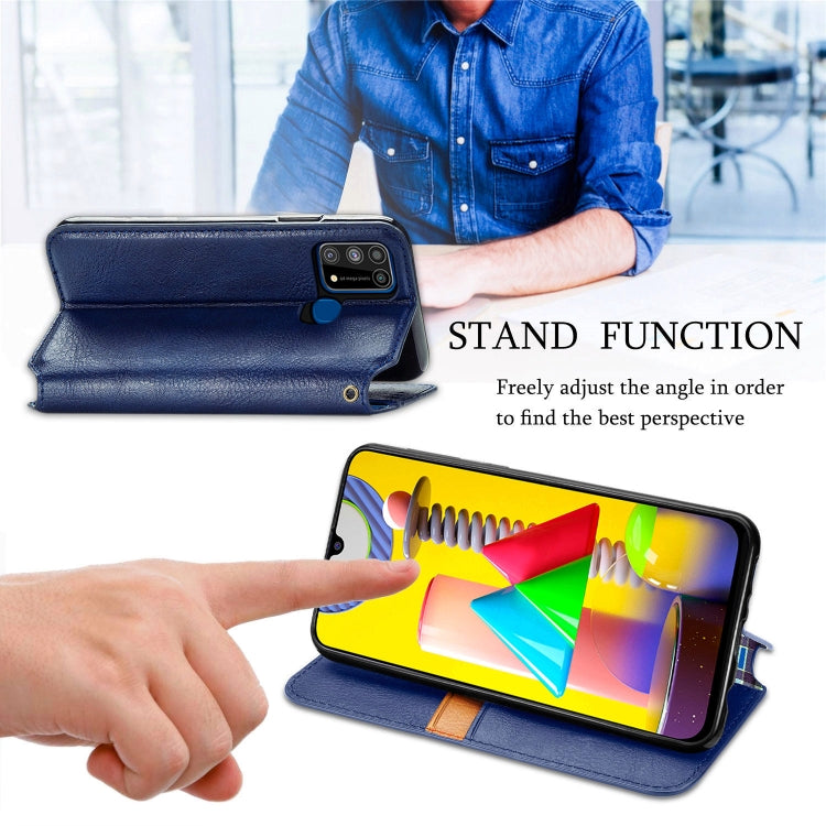 For Samsung Galaxy M31 Cubic Grid Pressed Horizontal Flip Magnetic PU Leather Case with Holder & Card Slots & Wallet