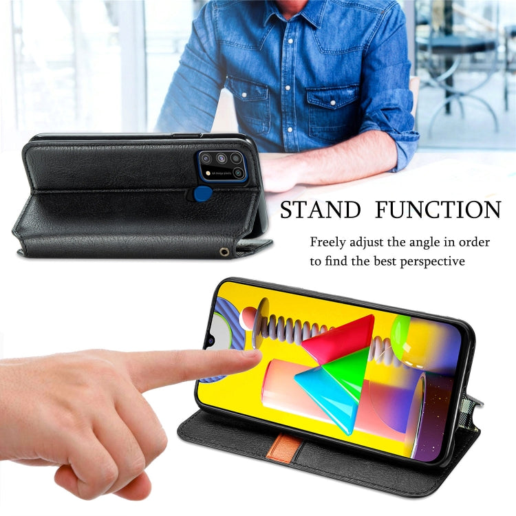 For Samsung Galaxy M31 Cubic Grid Pressed Horizontal Flip Magnetic PU Leather Case with Holder & Card Slots & Wallet