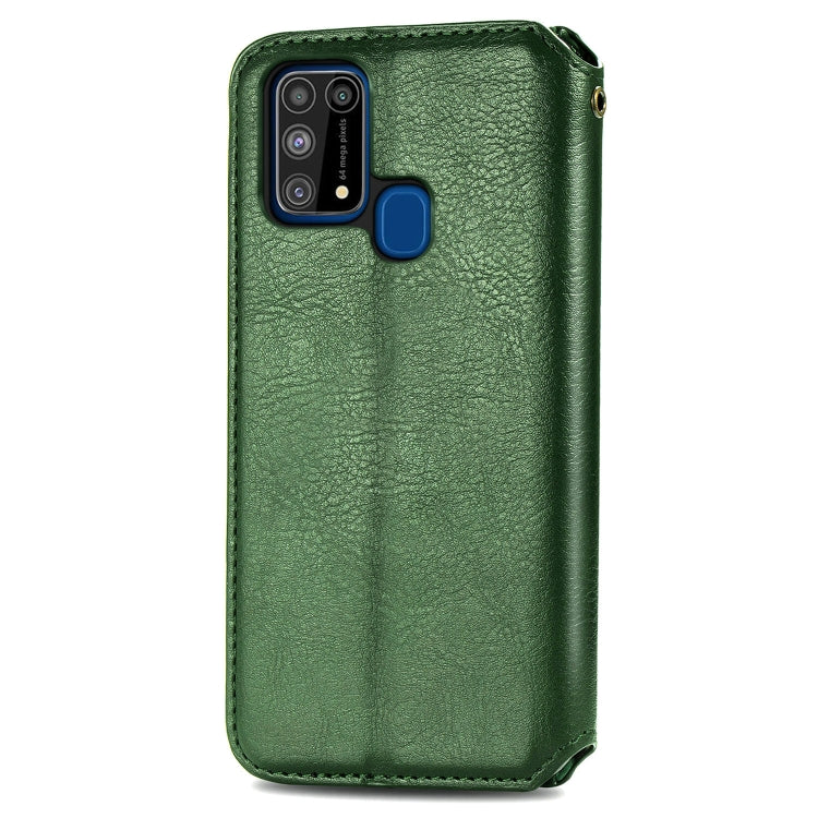 For Samsung Galaxy M31 Cubic Grid Pressed Horizontal Flip Magnetic PU Leather Case with Holder & Card Slots & Wallet