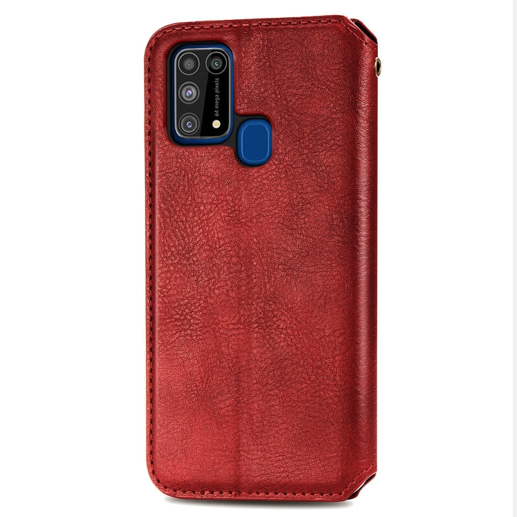 For Samsung Galaxy M31 Cubic Grid Pressed Horizontal Flip Magnetic PU Leather Case with Holder & Card Slots & Wallet