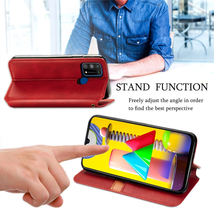 For Samsung Galaxy M31 Cubic Grid Pressed Horizontal Flip Magnetic PU Leather Case with Holder & Card Slots & Wallet