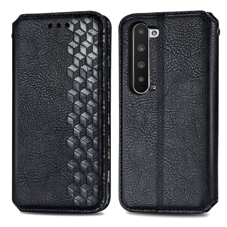 For Sharp R5G Cubic Grid Pressed Horizontal Flip Magnetic PU Leather Case with Holder & Card Slots & Wallet