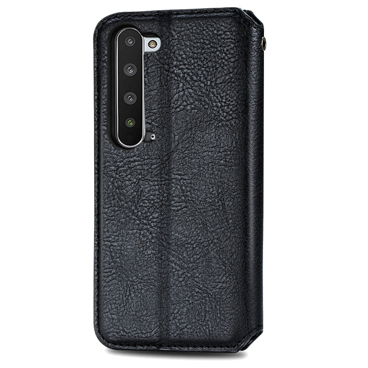 For Sharp R5G Cubic Grid Pressed Horizontal Flip Magnetic PU Leather Case with Holder & Card Slots & Wallet