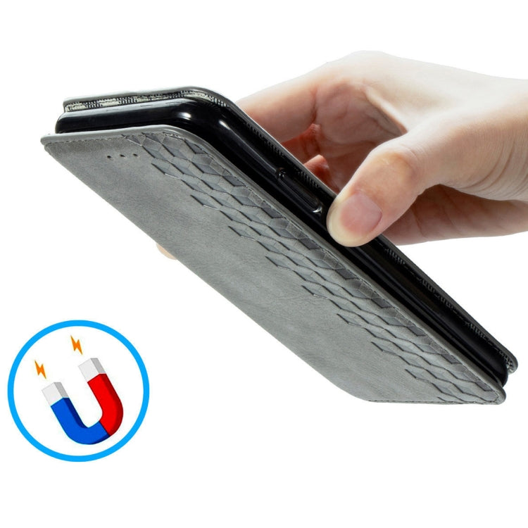 For Sharp R5G Cubic Grid Pressed Horizontal Flip Magnetic PU Leather Case with Holder & Card Slots & Wallet