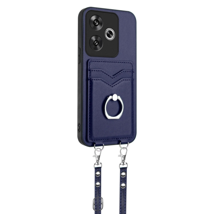 For Xiaomi Poco F6 5G India R20 Crossbody Rope Ring Card Holder Phone Case