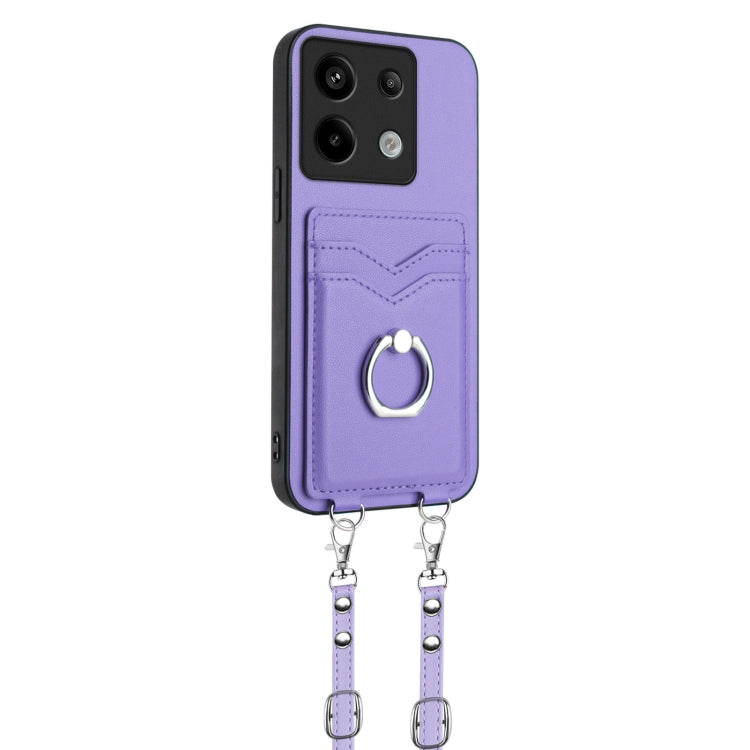 For Xiaomi Poco X6 R20 Crossbody Rope Ring Card Holder Phone Case