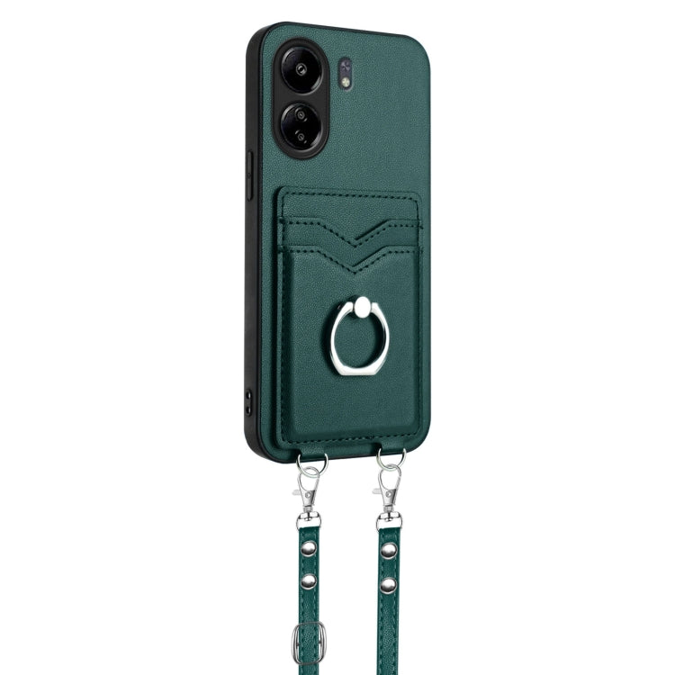 For Xiaomi Poco C65 R20 Crossbody Rope Ring Card Holder Phone Case
