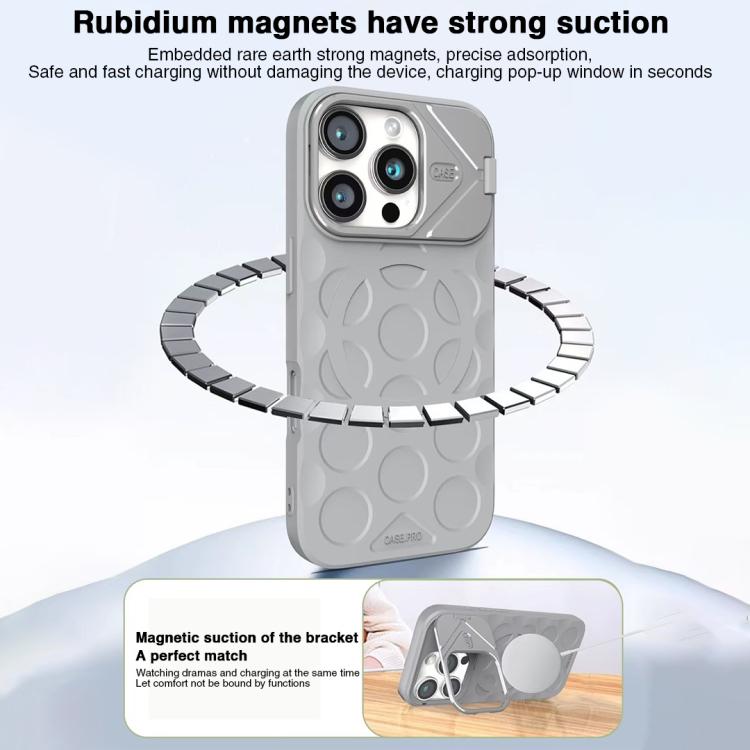 For iPhone 16 Pro Lens Frame Holder MagSafe PC Hybrid TPU Phone Case