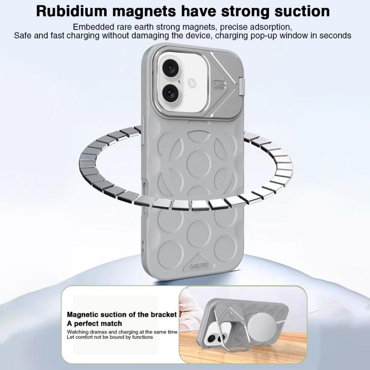 For iPhone 16 Plus Lens Frame Holder MagSafe PC Hybrid TPU Phone Case