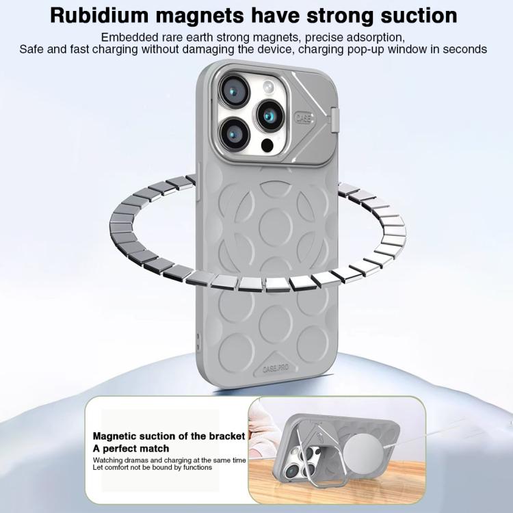 For iPhone 15 Pro Max Lens Frame Holder MagSafe PC Hybrid TPU Phone Case