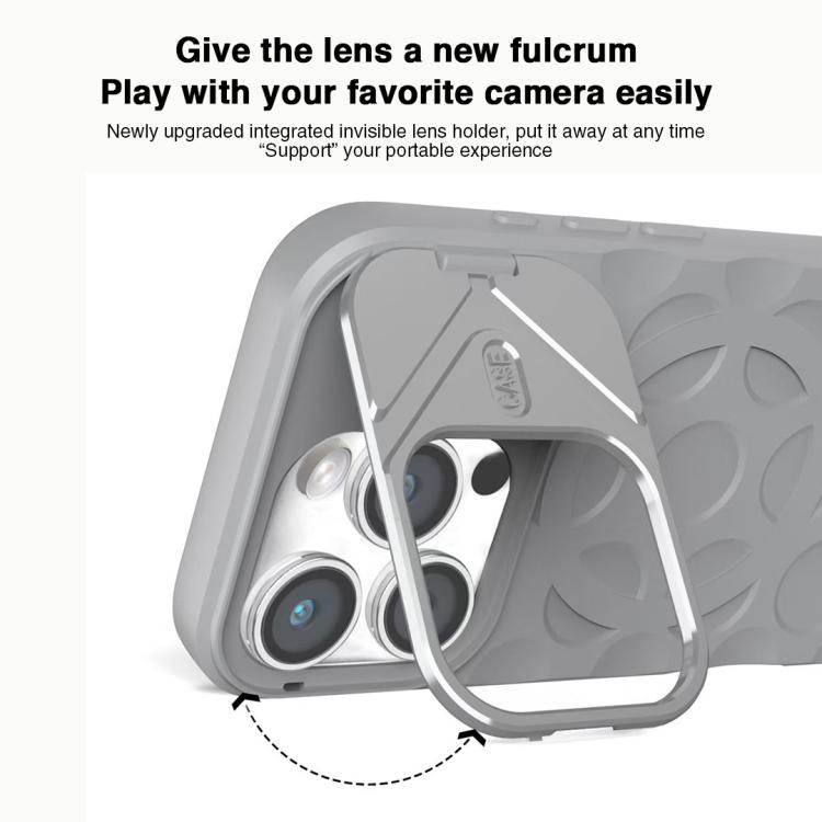 For iPhone 15 Pro Max Lens Frame Holder MagSafe PC Hybrid TPU Phone Case