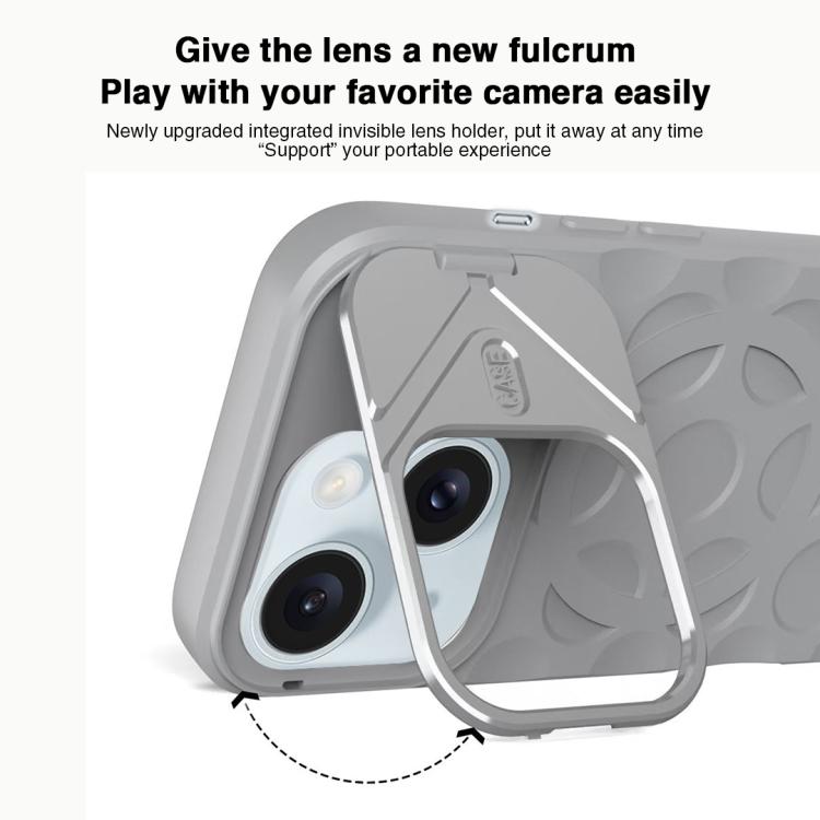 For iPhone 15 Plus Lens Frame Holder MagSafe PC Hybrid TPU Phone Case