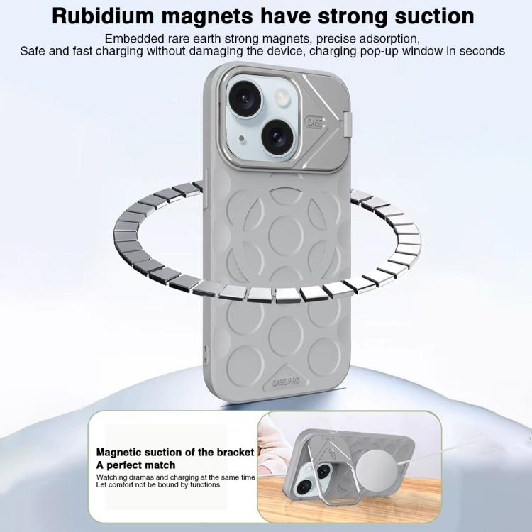 For iPhone 15 Plus Lens Frame Holder MagSafe PC Hybrid TPU Phone Case