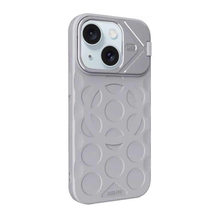 For iPhone 15 Lens Frame Holder MagSafe PC Hybrid TPU Phone Case