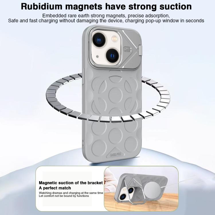 For iPhone 14 Lens Frame Holder MagSafe PC Hybrid TPU Phone Case