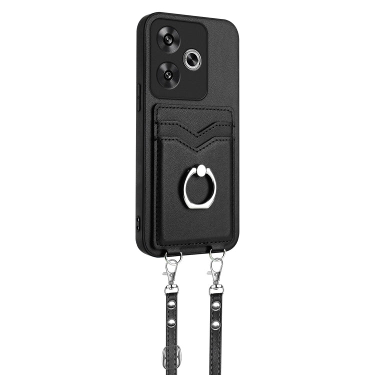 For Xiaomi Redmi Turbo 3 R20 Crossbody Rope Ring Card Holder Phone Case