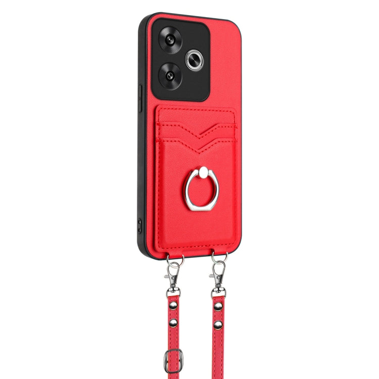 For Xiaomi Redmi Turbo 3 R20 Crossbody Rope Ring Card Holder Phone Case