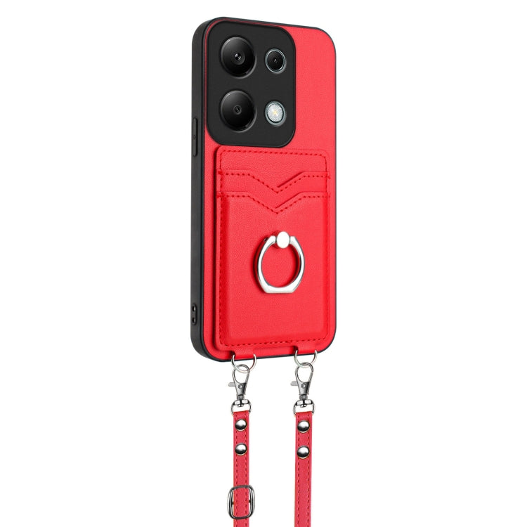For Xiaomi Redmi Note 13 Pro 4G Global R20 Crossbody Rope Ring Card Holder Phone Case
