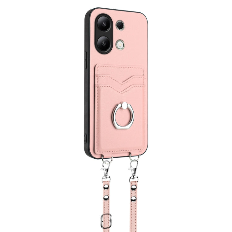 For Xiaomi Redmi Note 13 4G Global R20 Crossbody Rope Ring Card Holder Phone Case