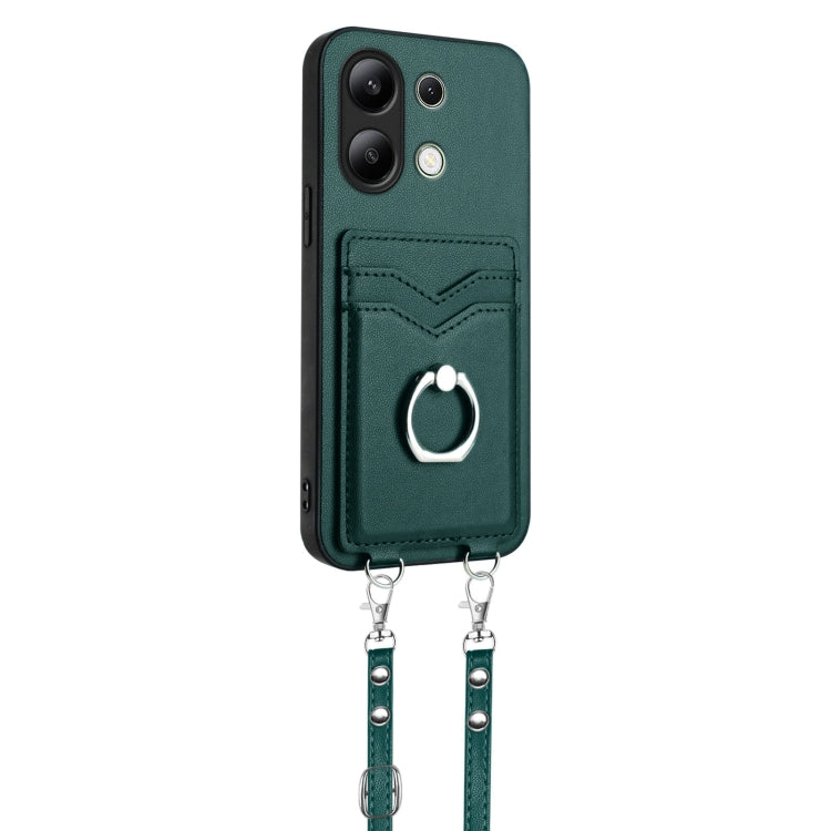 For Xiaomi Redmi Note 13 4G Global R20 Crossbody Rope Ring Card Holder Phone Case