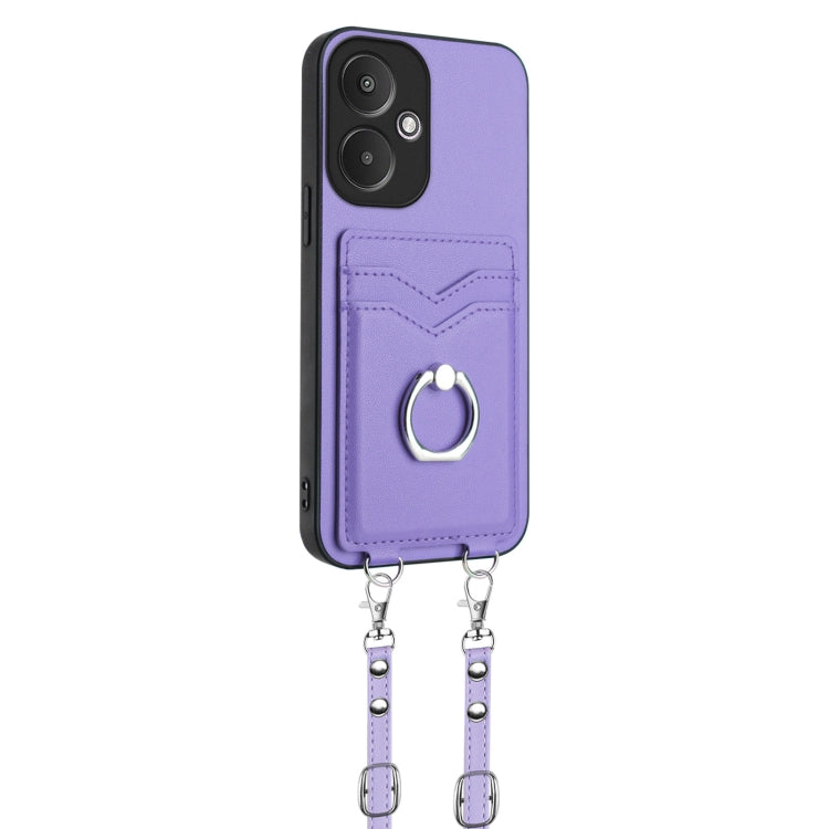 For Xiaomi Redmi 13C 5G / 13R R20 Crossbody Rope Ring Card Holder Phone Case