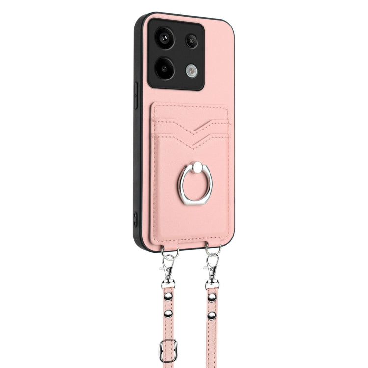 For Xiaomi Redmi Note 13 Pro 5G R20 Crossbody Rope Ring Card Holder Phone Case