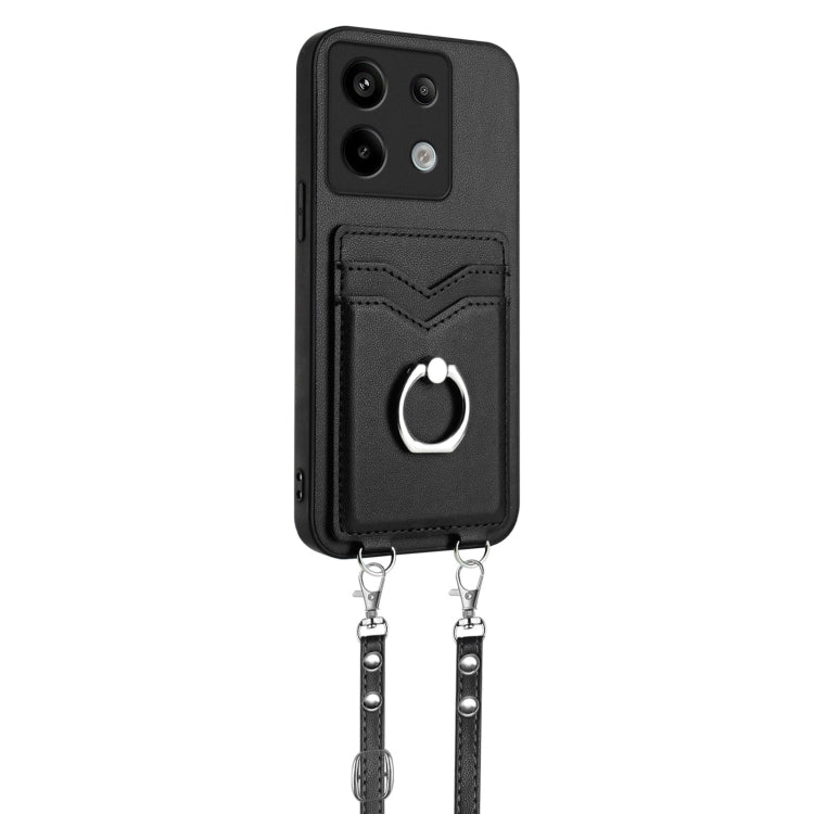 For Xiaomi Redmi Note 13 Pro 5G R20 Crossbody Rope Ring Card Holder Phone Case