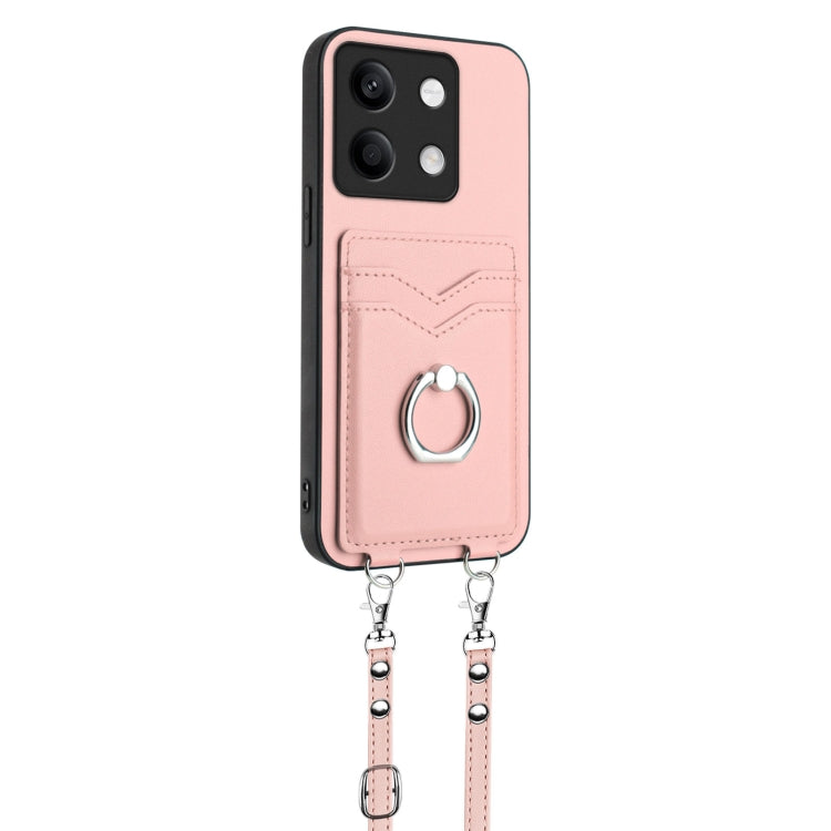 For Xiaomi Redmi Note 13 5G R20 Crossbody Rope Ring Card Holder Phone Case