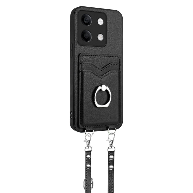 For Xiaomi Redmi Note 13 5G R20 Crossbody Rope Ring Card Holder Phone Case