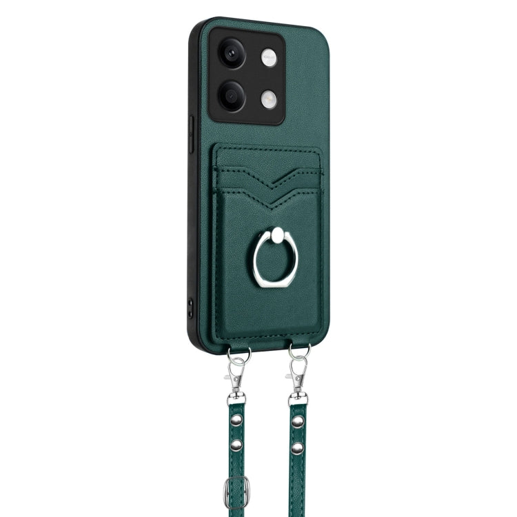 For Xiaomi Redmi Note 13 5G R20 Crossbody Rope Ring Card Holder Phone Case