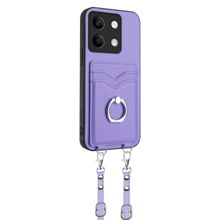 For Xiaomi Redmi Note 13 5G R20 Crossbody Rope Ring Card Holder Phone Case