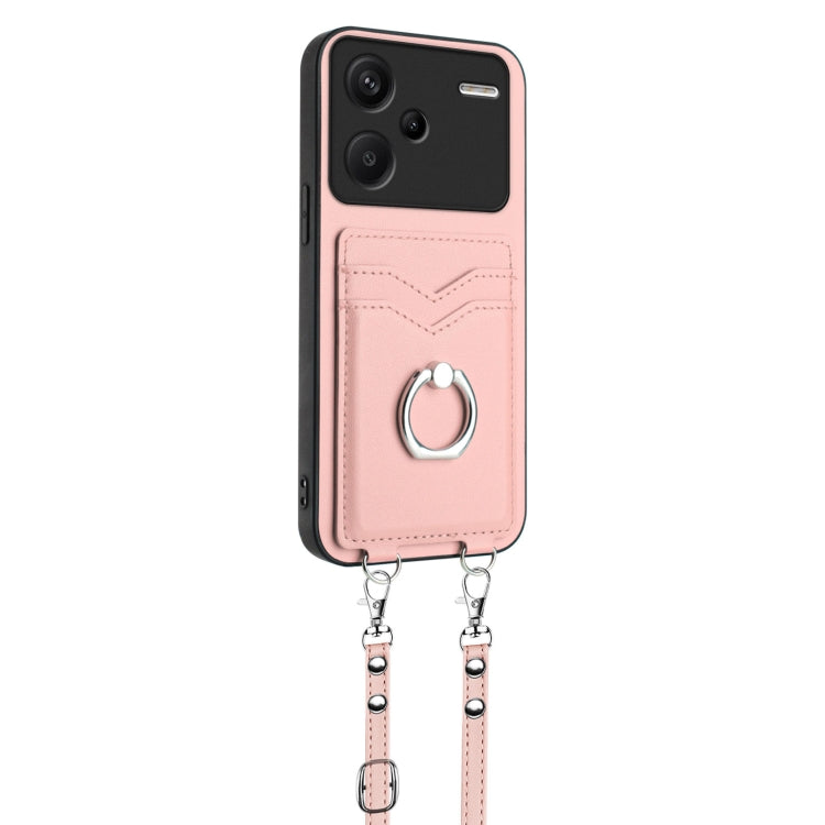 For Xiaomi Redmi Note 13 Pro+ R20 Crossbody Rope Ring Card Holder Phone Case