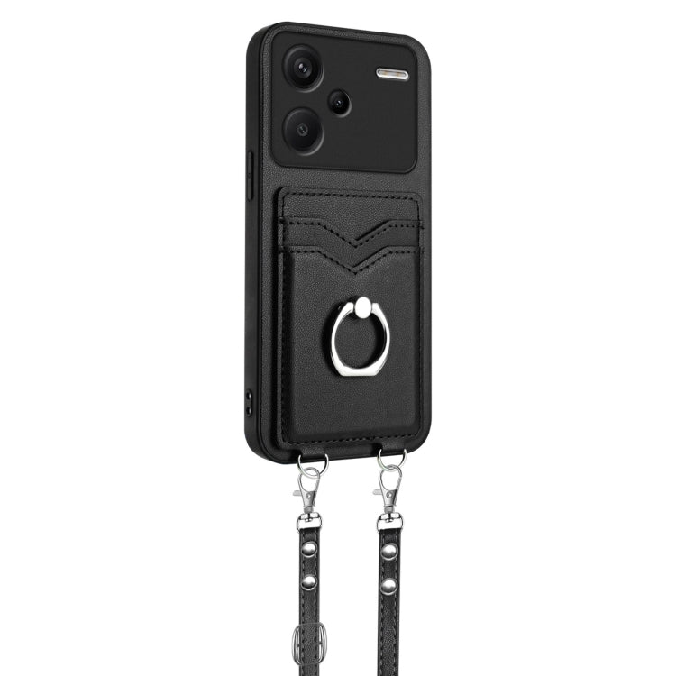 For Xiaomi Redmi Note 13 Pro+ R20 Crossbody Rope Ring Card Holder Phone Case