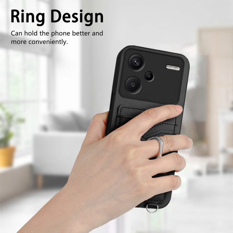 For Xiaomi Redmi Note 13 Pro+ R20 Crossbody Rope Ring Card Holder Phone Case
